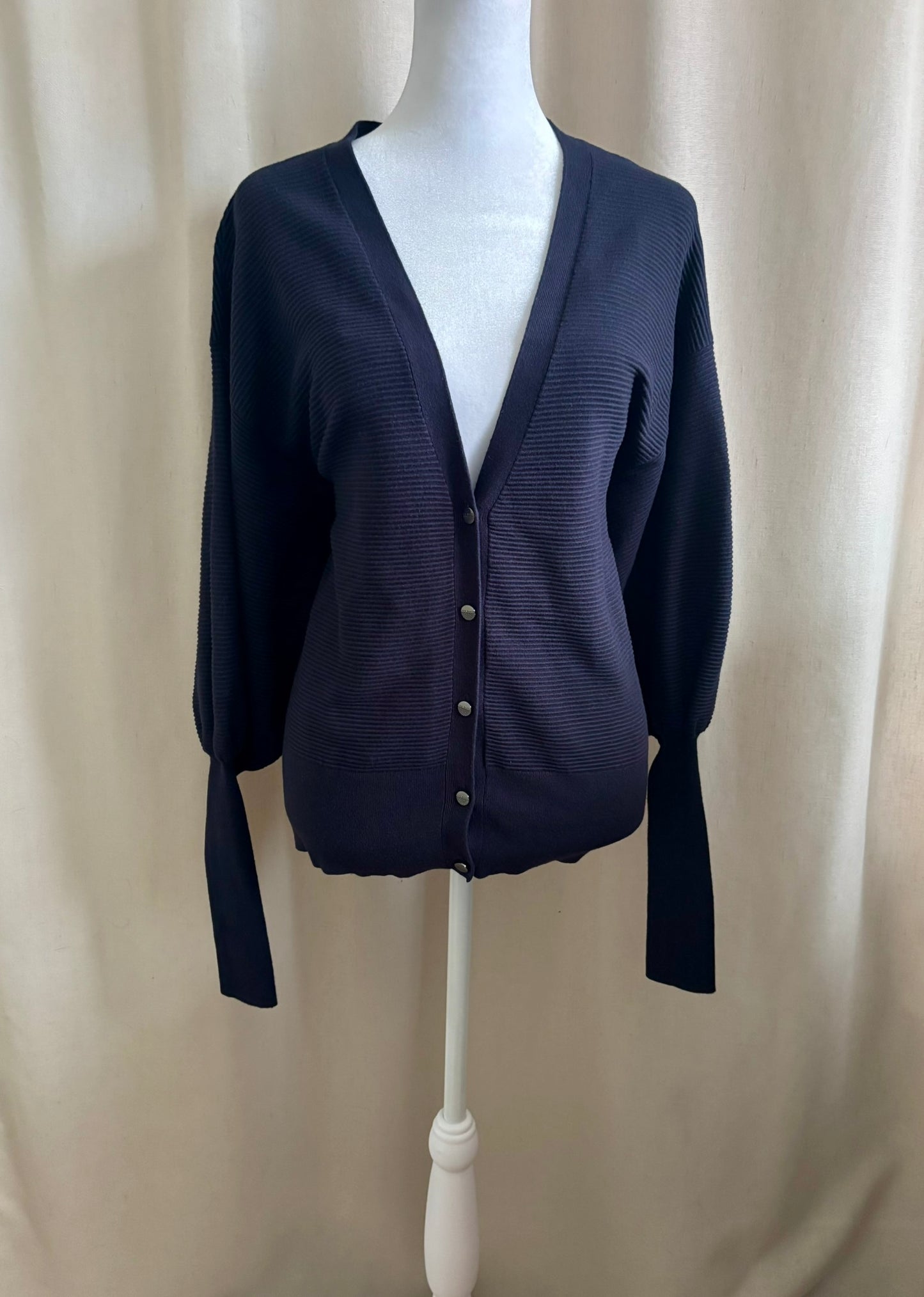 Ted Baker Navy Ribbed Cardigan | Size 1 (XS–S)