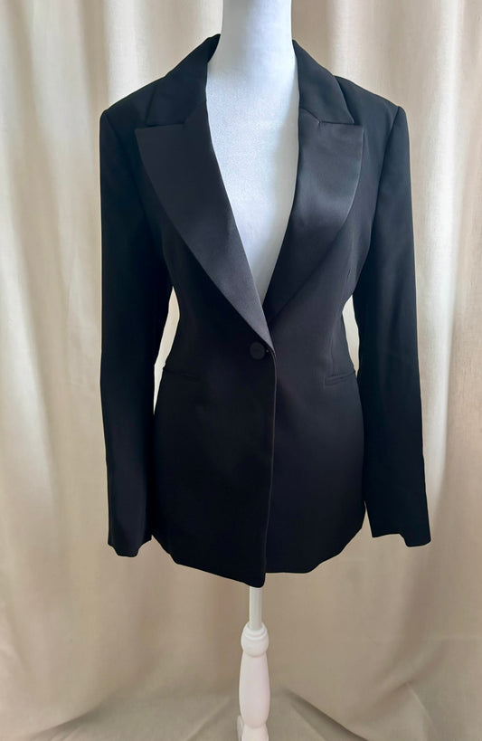H&M Black Blazer with Satin Collar | Size S