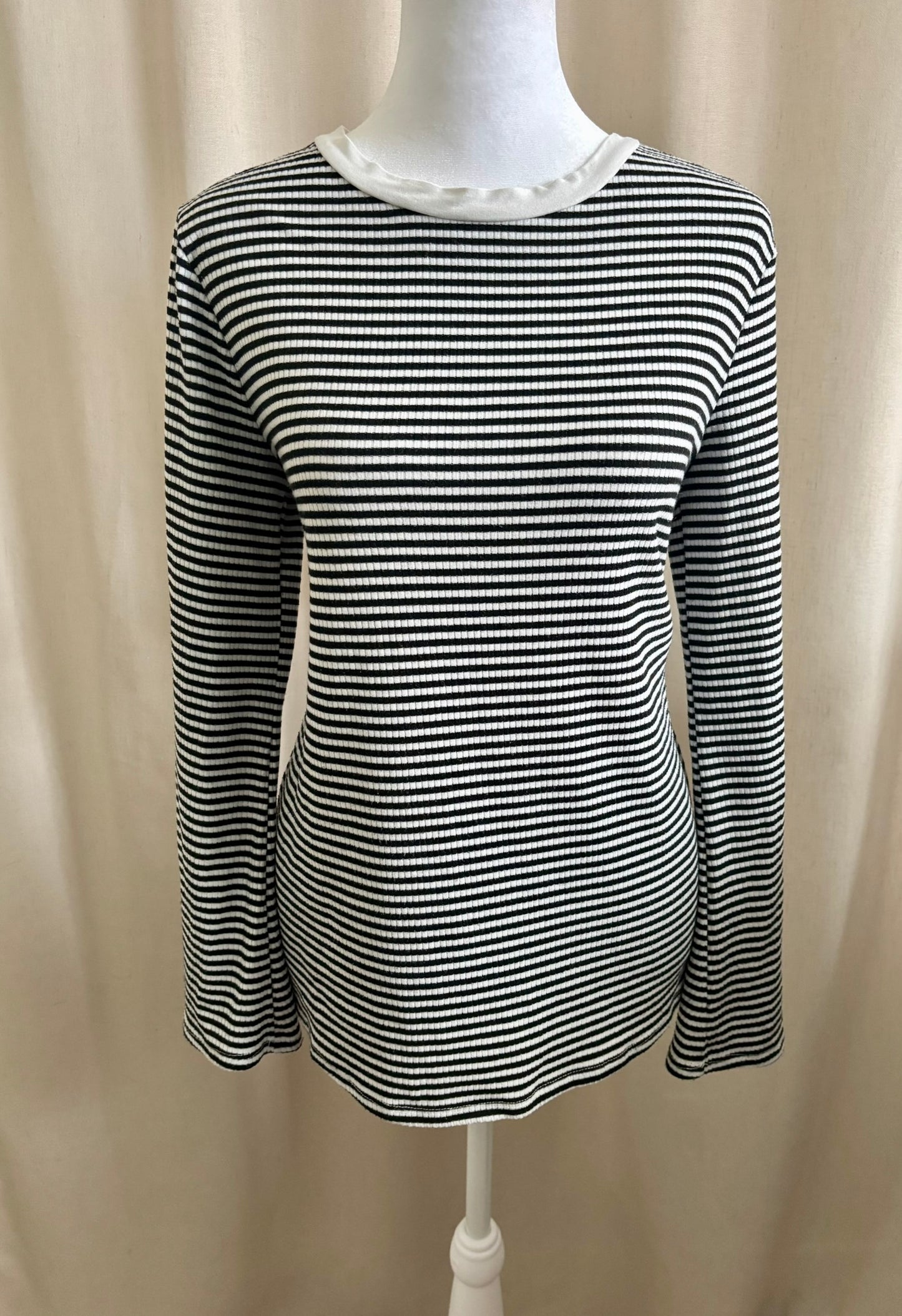 Jackson Rowe Black & White Striped Ribbed Top | Size S