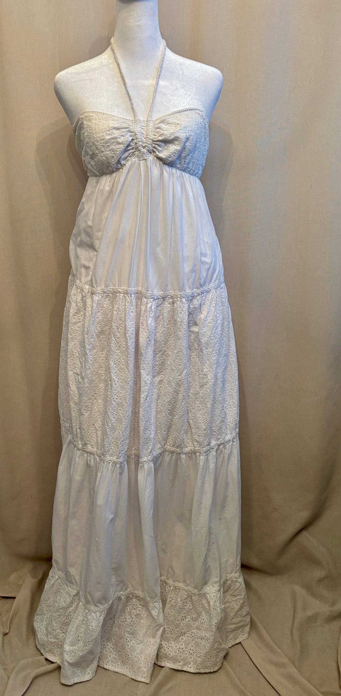 White Tiered Maxi Dress | Size S