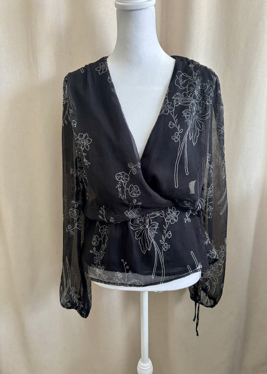 Lovestitch Floral Wrap Blouse | M