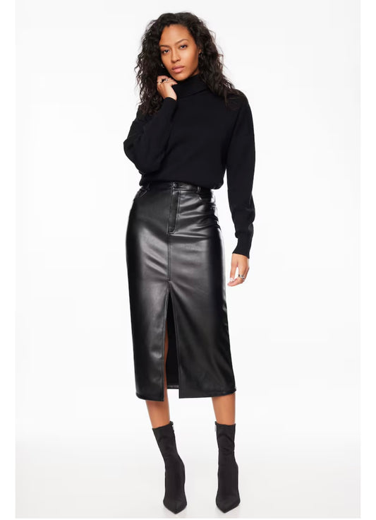 Dynamite Gigi Faux Leather Midi Skirt | Size XS